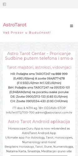 Anteprima del sito AstroTarot, media di Croazia per articoli sponsorizzati