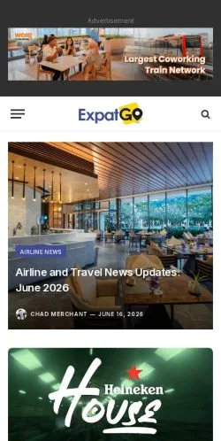 Pré-visualização do site ExpatGo, meio de Estados Unidos para artigos patrocinados