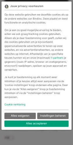 Aperçu du site Bindinc, média de Pays-Bas pour articles sponsorisés