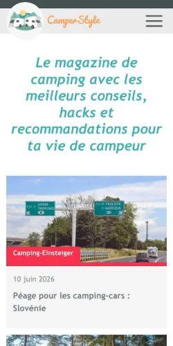 Anteprima del sito CamperStyle, media di Francia per articoli sponsorizzati