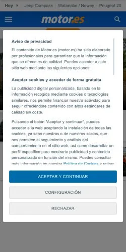 Vista previa del sitio Motor, medio de España para artículos patrocinados