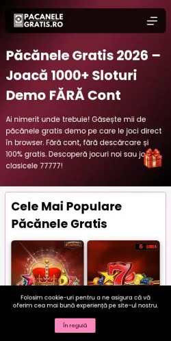 Anteprima del sito Păcănele Gratis, media di Romania per articoli sponsorizzati