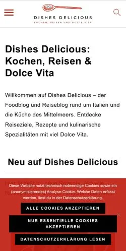 Podgląd witryny Dishes Delicious, medium z kraju Niemcy do artykułów sponsorowanych