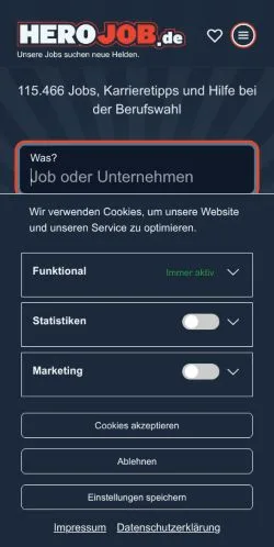 Anteprima del sito HeroJob, media di Germania per articoli sponsorizzati
