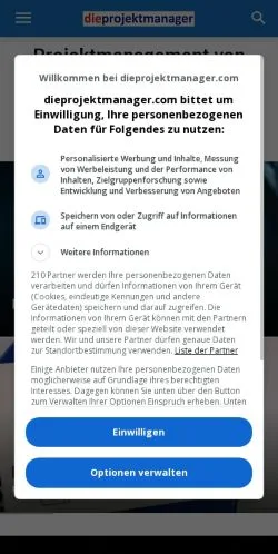 Aperçu du site Die Projektmanager, média de Allemagne pour articles sponsorisés