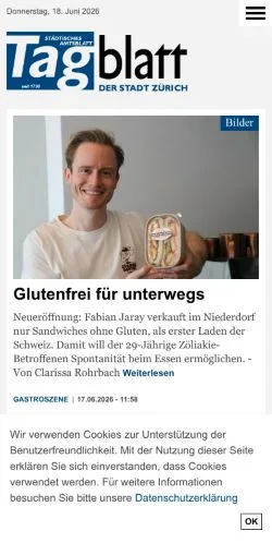 Anteprima del sito Zürcher Tagblatt, media di Svizzera per articoli sponsorizzati