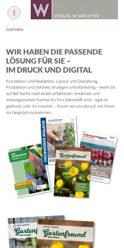 Sponsorlu makaleler için Almanya medyası Verlag W. Wächter sitesinin önizlemesi