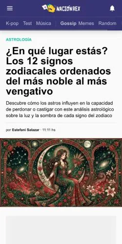 Voorbeeld van de site Nacion Rex, medium uit Verenigde Staten voor gesponsorde artikelen