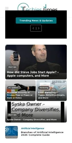Forhåndsvisning av nettstedet Welcome to Techies Times, medium fra USA for sponsede artikler