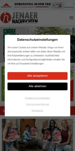 Anteprima del sito Jenaer Nachrichten, media di Germania per articoli sponsorizzati