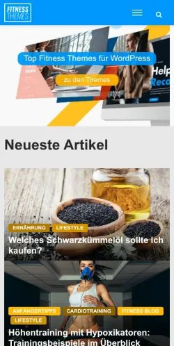Anteprima del sito FitnessThemes, media di Germania per articoli sponsorizzati