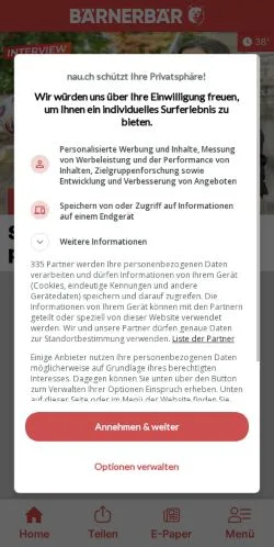 Anteprima del sito BärnerBär, media di Svizzera per articoli sponsorizzati