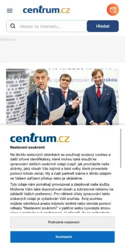 Aperçu du site Centrum, média de Tchéquie pour articles sponsorisés