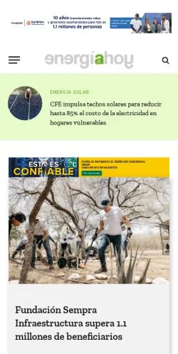 Anteprima del sito Energía Hoy, media di Messico per articoli sponsorizzati