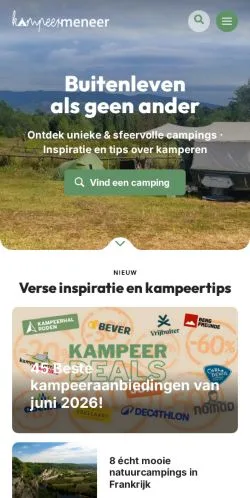 Anteprima del sito Kampeermeneer, media di Paesi Bassi per articoli sponsorizzati
