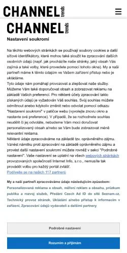 Anteprima del sito Channeltrends, media di Cechia per articoli sponsorizzati