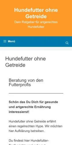 Anteprima del sito Hundefutter Ohne Getreide, media di Germania per articoli sponsorizzati