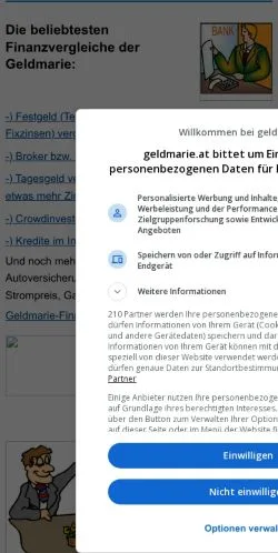 Anteprima del sito Die Geldmarie, media di Austria per articoli sponsorizzati