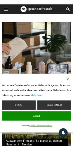 Anteprima del sito Gruenderfreunde, media di Germania per articoli sponsorizzati