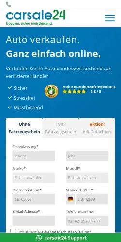 Anteprima del sito Carsale24 Bestpreis, media di Germania per articoli sponsorizzati