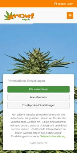 Vista previa del sitio Grow, medio de Alemania para artículos patrocinados