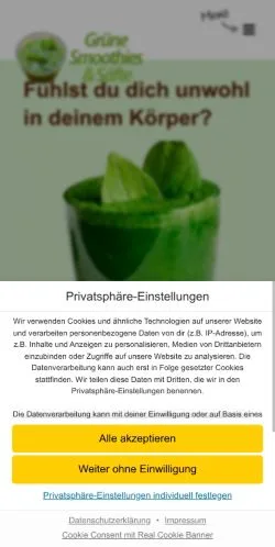 Podgląd witryny Grüne Smoothies Infoportal, medium z kraju Niemcy do artykułów sponsorowanych