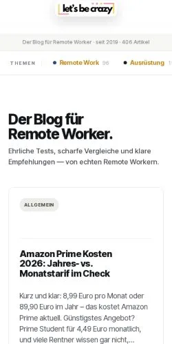 スポンサード記事向けのドイツメディア、letsbecrazyのサイトプレビュー