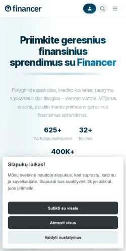 Forhåndsvisning av nettstedet Financer, medium fra Litauen for sponsede artikler