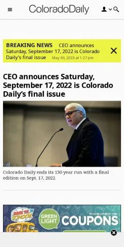 스폰서 기사용 미국 매체 Colorado Daily 사이트 미리보기