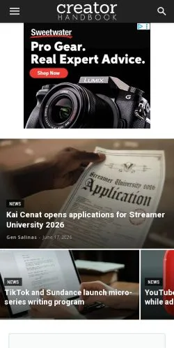 Forhåndsvisning av nettstedet Creator Handbook, medium fra USA for sponsede artikler
