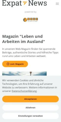 スポンサード記事向けのドイツメディア、Expat Newsのサイトプレビュー