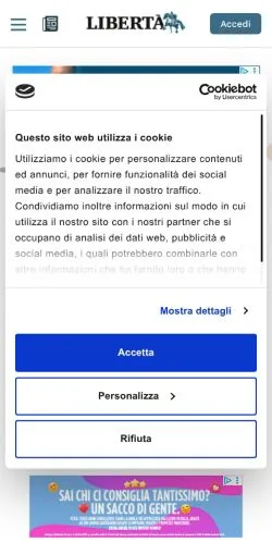 Anteprima del sito Libertà, media di Italia per articoli sponsorizzati