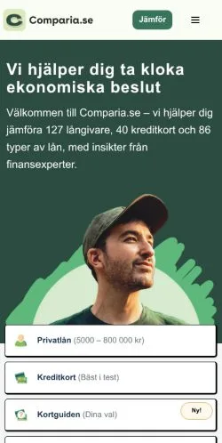 Podgląd witryny Comparia, medium z kraju Szwecja do artykułów sponsorowanych