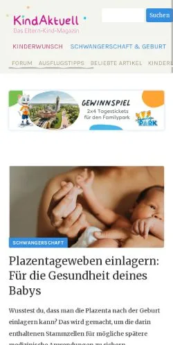 Podgląd witryny KindAktuell, medium z kraju Austria do artykułów sponsorowanych