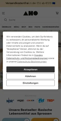 Anteprima del sito AHO, media di Germania per articoli sponsorizzati