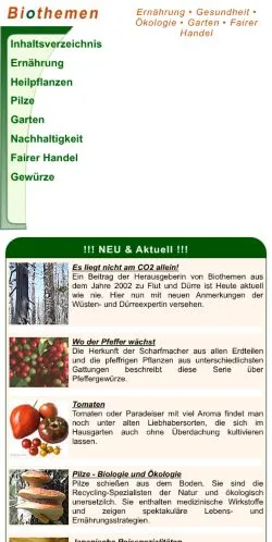 Vorschau der Website Biothemen, Medium aus Deutschland für gesponserte Artikel