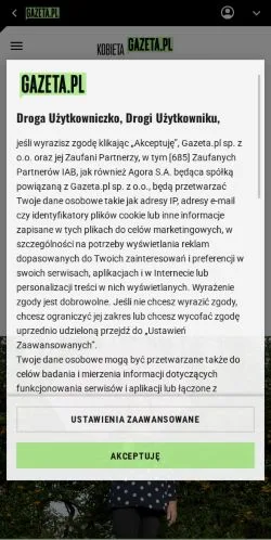 Anteprima del sito Kobieta Gazeta, media di Polonia per articoli sponsorizzati