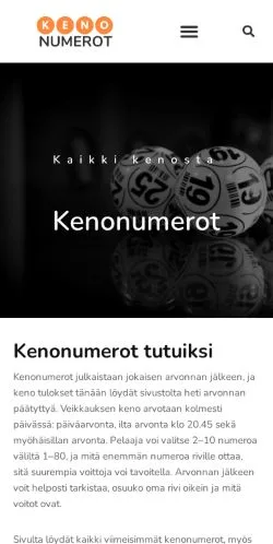 Sponsorlu makaleler için Finlandiya medyası Kenonumerot sitesinin önizlemesi