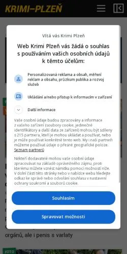 スポンサード記事向けのチェコメディア、Krimi Plzeňのサイトプレビュー