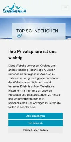 Anteprima del sito Schneehoehen, media di Austria per articoli sponsorizzati