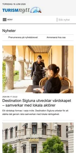 Anteprima del sito Turismnytt, media di Svezia per articoli sponsorizzati