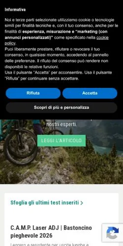 Aperçu du site Outdoortest, média de Italie pour articles sponsorisés