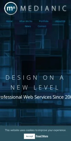 Anteprima del sito Medianic Web Design, media di Regno Unito per articoli sponsorizzati