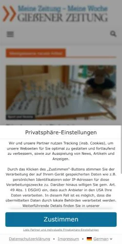 スポンサード記事向けのドイツメディア、Gießener Zeitungのサイトプレビュー