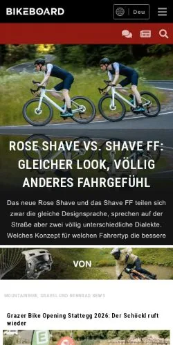 스폰서 기사용 오스트리아 매체 Bikeboard 사이트 미리보기
