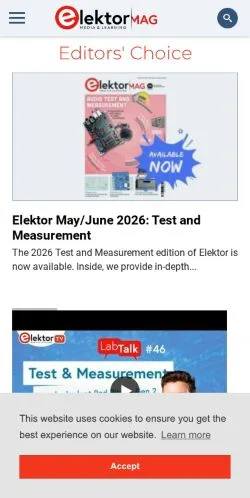 Podgląd witryny Elektor Magazine, medium z kraju Stany Zjednoczone do artykułów sponsorowanych