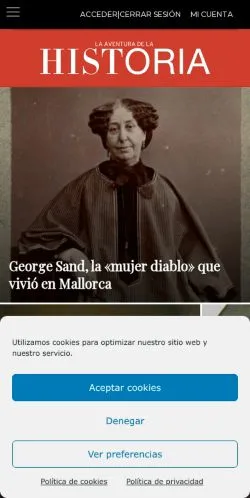 스폰서 기사용 스페인 매체 La Aventura De La Historia 사이트 미리보기