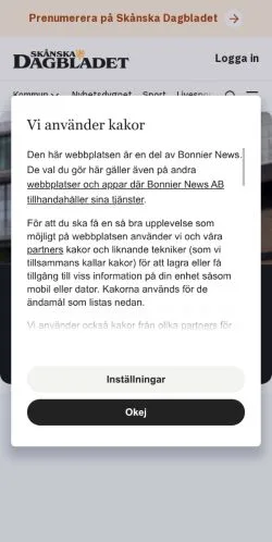 Aperçu du site Skånska Dagbladet, média de Suède pour articles sponsorisés