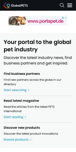 Podgląd witryny GlobalPETS, medium z kraju Stany Zjednoczone do artykułów sponsorowanych