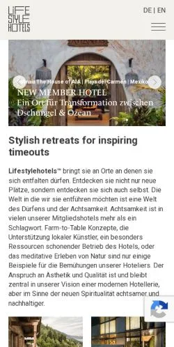 Podgląd witryny lifestylehotels, medium z kraju Niemcy do artykułów sponsorowanych